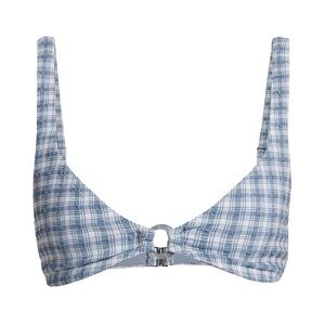 Jonathan Simkhai Adriatic Blue White Plaid Bikini Top Size Large New